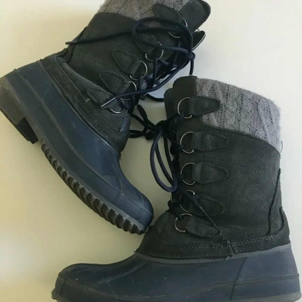 Khombu Snow Boots Shoes Size 6 Gray Blue Waterproof